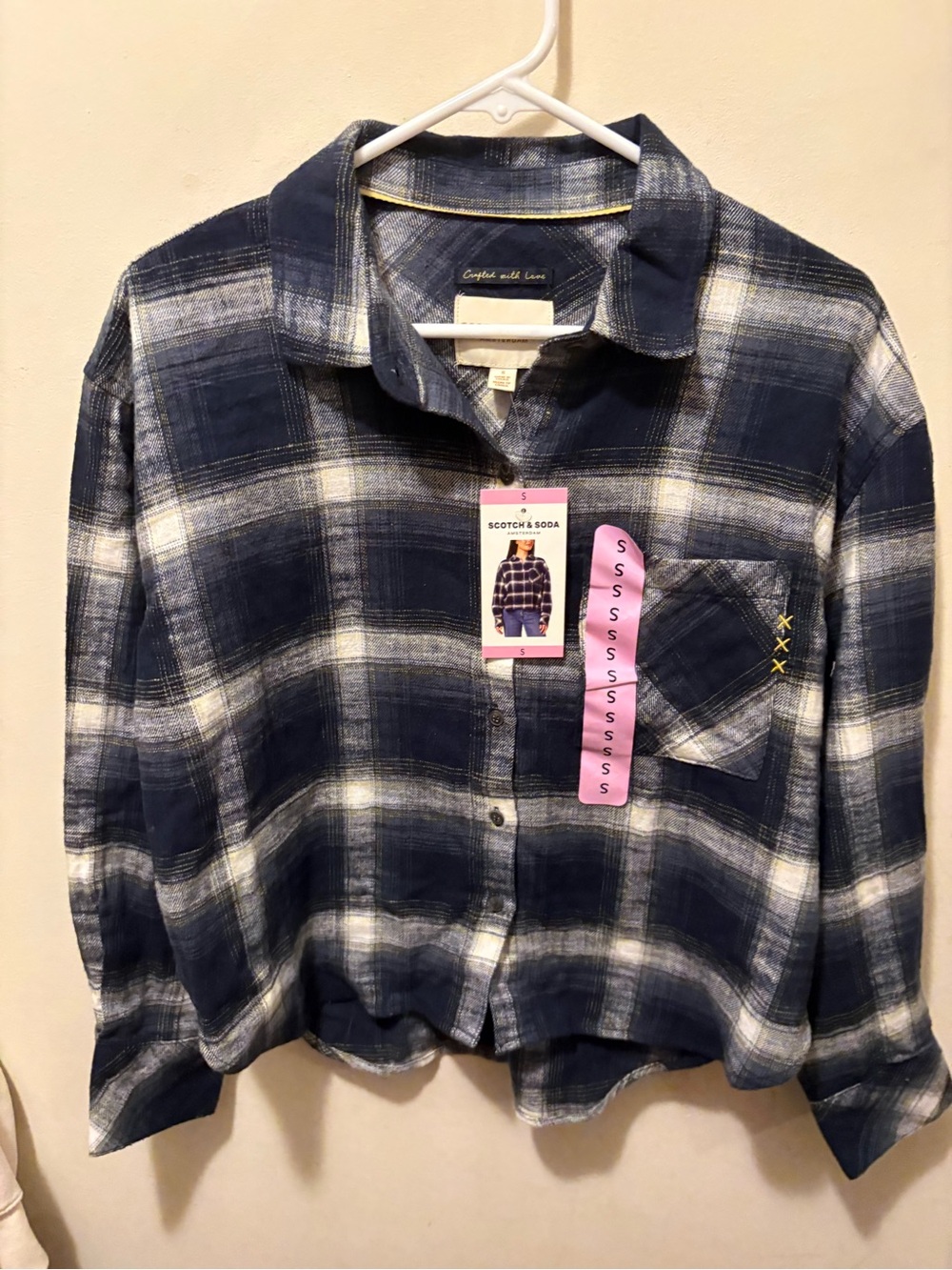 NWT Scotch and Soda flannel‎ black/blue size small